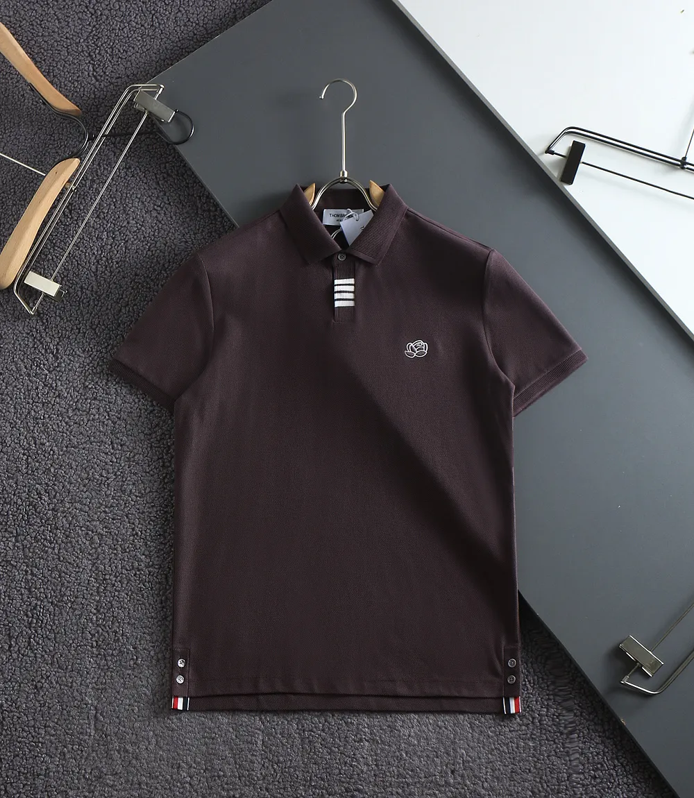 Thom Browne # New Arrival POLO ！ logo# Breathable Versatile ！ ：Dark Blue White Light Gray Purple Size：M-XXXL